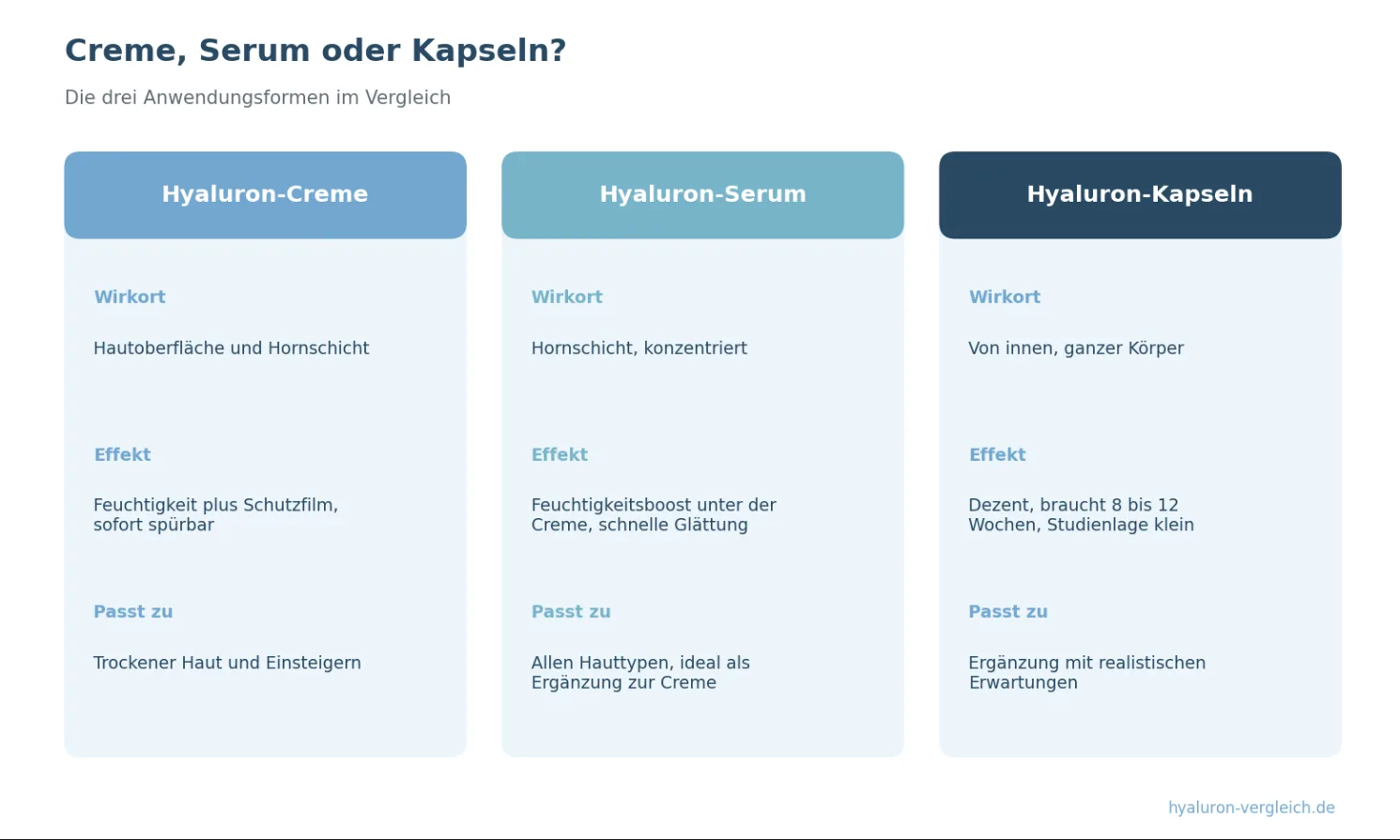 Hyaluron Anwendungsformen im Vergleich